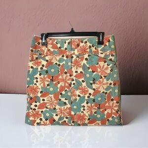 Loft Retro Printed Mini Skirt Sz 6 Blue Pink Women